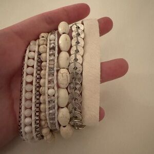 Victoria Emerson Silver and Cream Bracelet Set